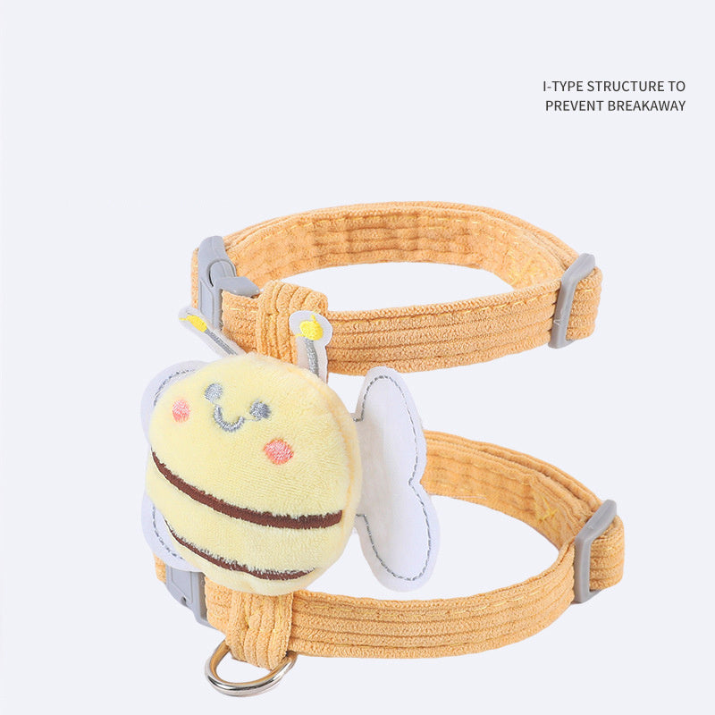 WAGGON - Cat Harness Leash Set With Cute Bee Plaid Cats Escape Proof - Adjustable Kitten Harness For Large Small Cats, Lightweight Soft Petsafe Harness Yellow Plaid Bee