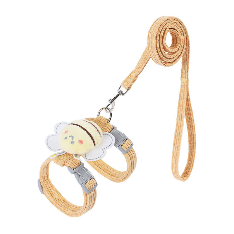 WAGGON - Cat Harness Leash Set With Cute Bee Plaid Cats Escape Proof - Adjustable Kitten Harness For Large Small Cats, Lightweight Soft Petsafe Harness Yellow Plaid Bee