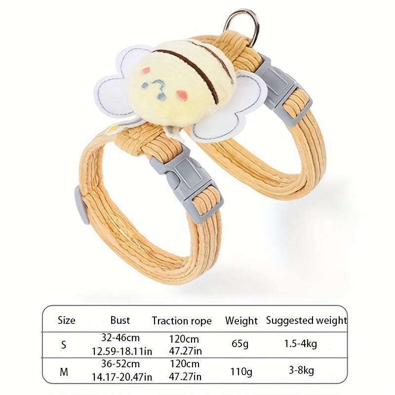 WAGGON - Cat Harness Leash Set With Cute Bee Plaid Cats Escape Proof - Adjustable Kitten Harness For Large Small Cats, Lightweight Soft Petsafe Harness Yellow Plaid Bee