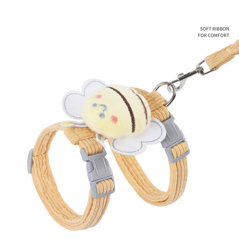 WAGGON - Cat Harness Leash Set With Cute Bee Plaid Cats Escape Proof - Adjustable Kitten Harness For Large Small Cats, Lightweight Soft Petsafe Harness Yellow Plaid Bee