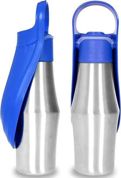 Portable Pet Water Bottle (750ml) | Stainless Steel & BPA-Free Bowl | Premium-quality